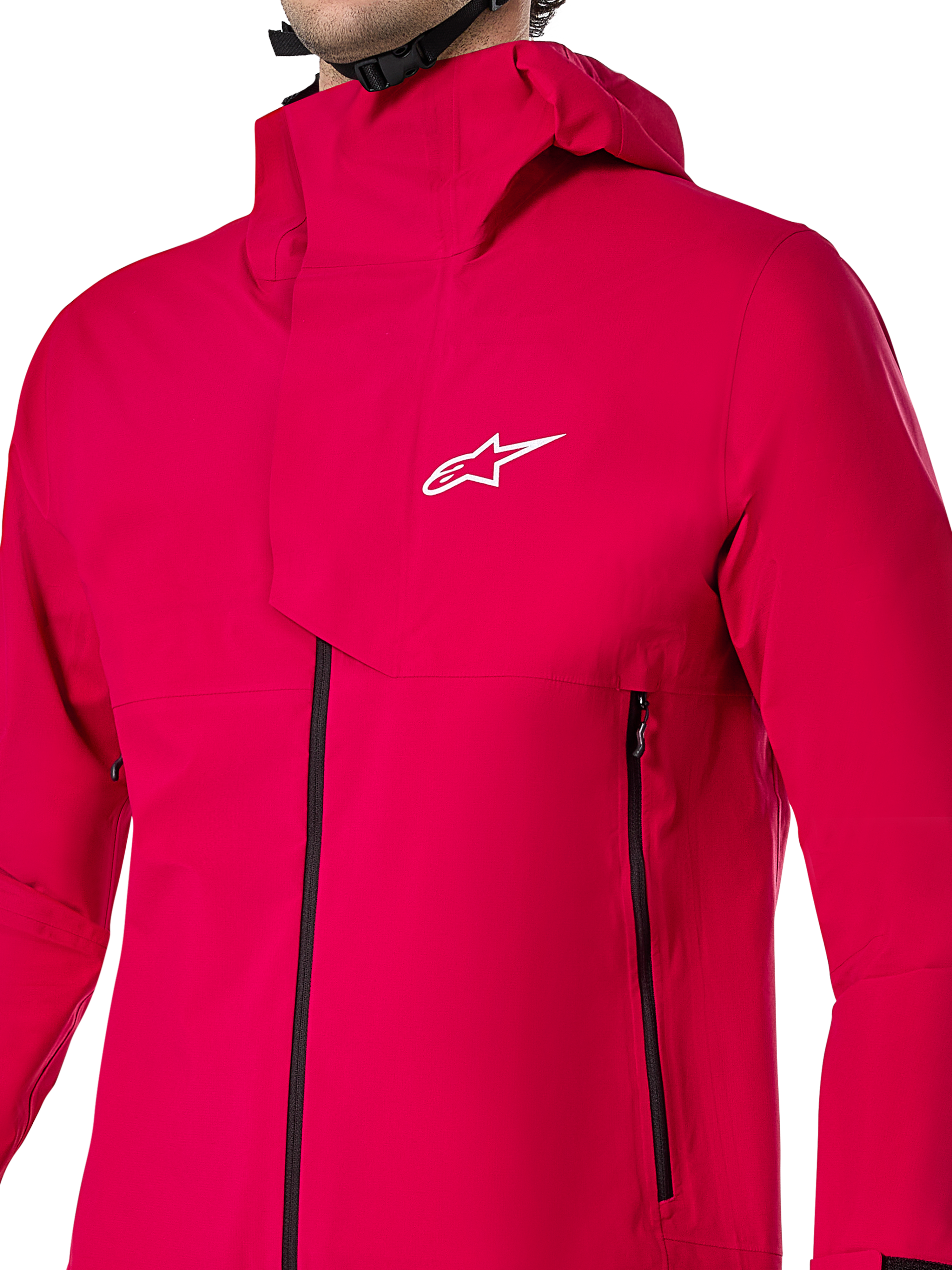 Alpinestars A-Dura Elite Waterproof Jacket, casaco de chuva para MTB, Vermelho Fluo, construção técnica ripstop de 3 camadas com capuz para usar sobre o capacete e aba frontal contra tempestades, equipamento de ciclismo de alto desempenho para trilhos em todas as condições meteorológicas