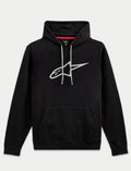 Alpinestars Ageless V3 Hoodie, sweatshirt com capuz de sportswear unissexo, preta e cinzenta, construção em fleece 80% algodão com grande logótipo de estrela bordado, bolso canguru e capuz com cordão ajustável
