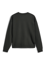 Alpinestars Essentials Ageless Crew, sweatshirt de gola redonda, preto, vista traseira mostrando gola, punhos e bainha canelados, fleece compacto premium, streetwear casual