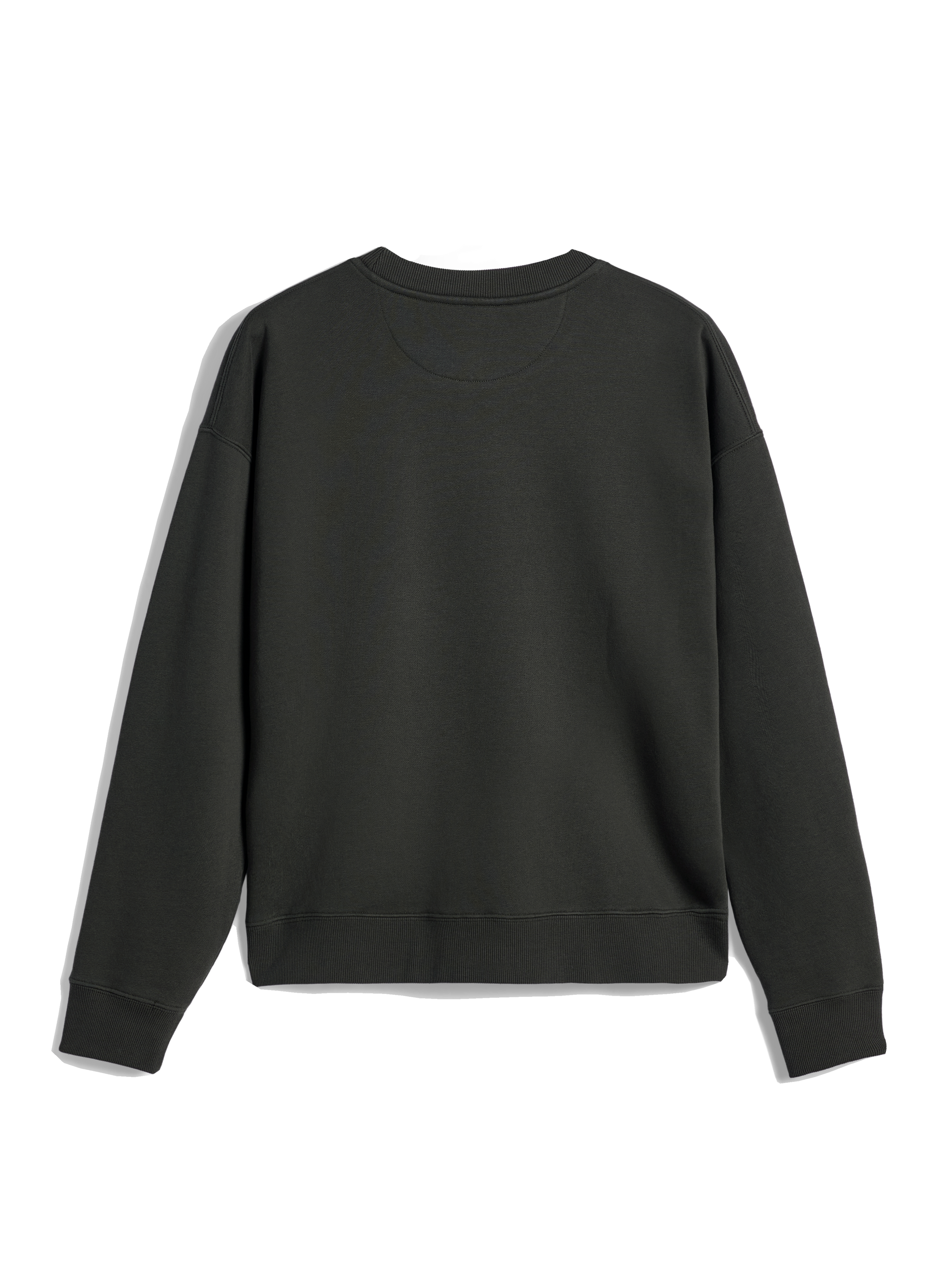 Alpinestars Essentials Ageless Crew, sweatshirt de gola redonda, preto, vista traseira mostrando gola, punhos e bainha canelados, fleece compacto premium, streetwear casual