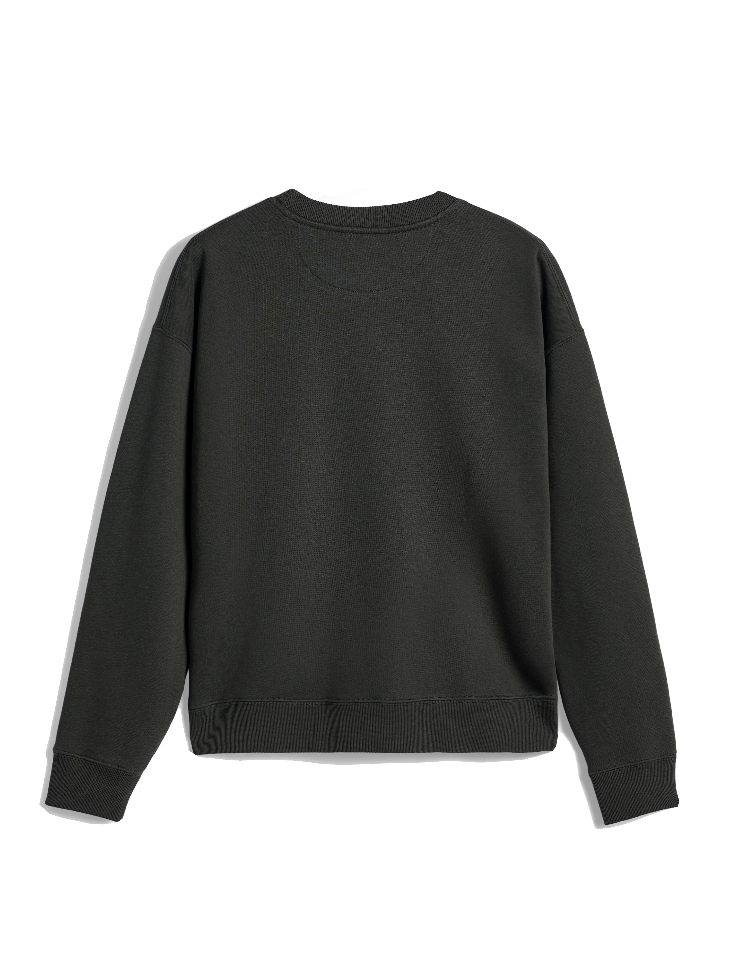 Alpinestars Essentials Ageless Crew, Crewneck Sweatshirt, Off Black, back view showing ribbed collar, cuffs, and hem, premium compact fleece casual streetwear