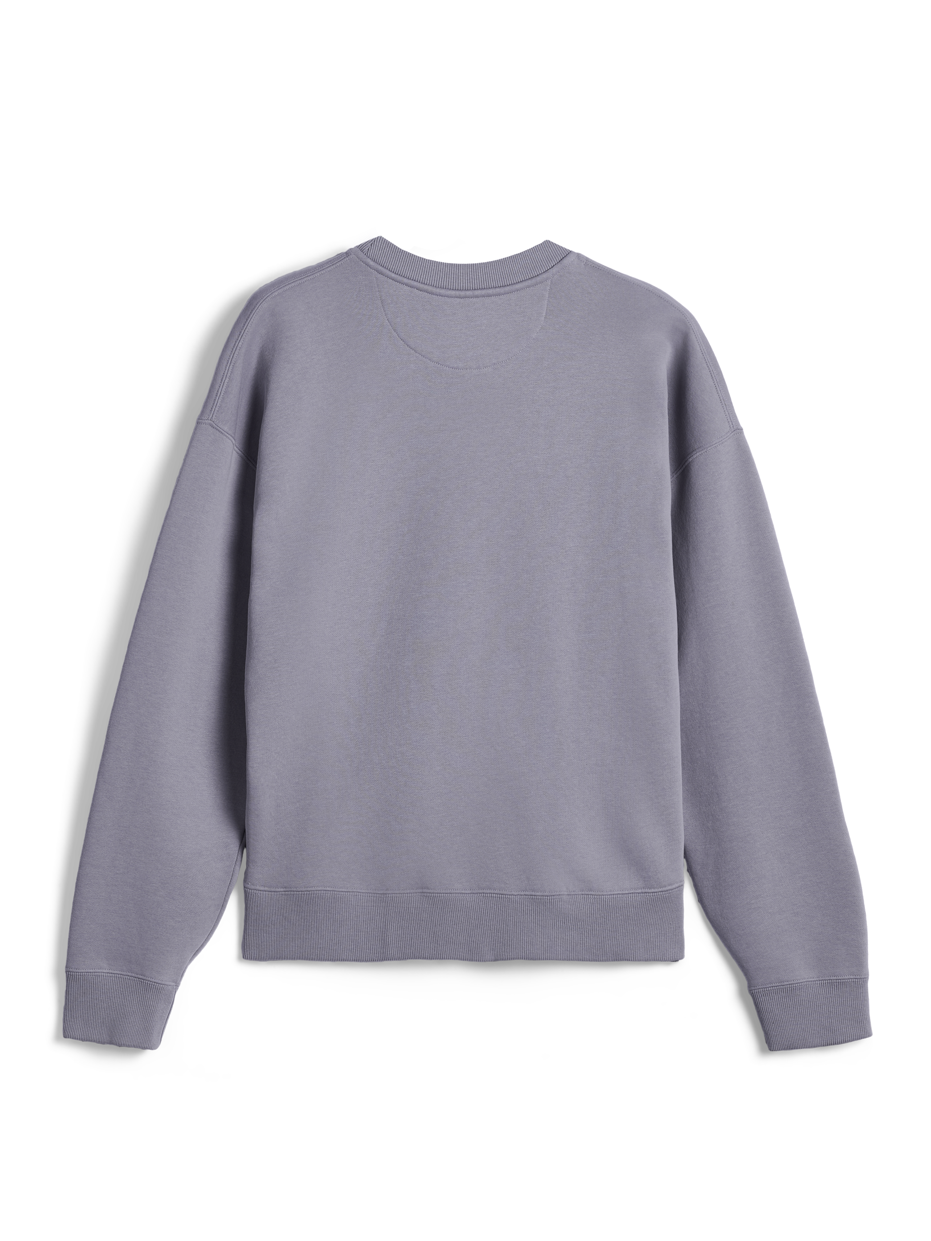 Alpinestars Essentials Ageless Crew, back view, silver crewneck sweatshirt, premium compact fleece, ribbed collar, cuffs and hem, casual off-bike sportswear
