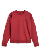 Alpinestars Essentials Ageless Crew, camisola de gola redonda em vermelho tijolo, com um pequeno logótipo Alpinestars preto no peito, gola, punhos e bainha canelados, fleece casual de sportswear premium.