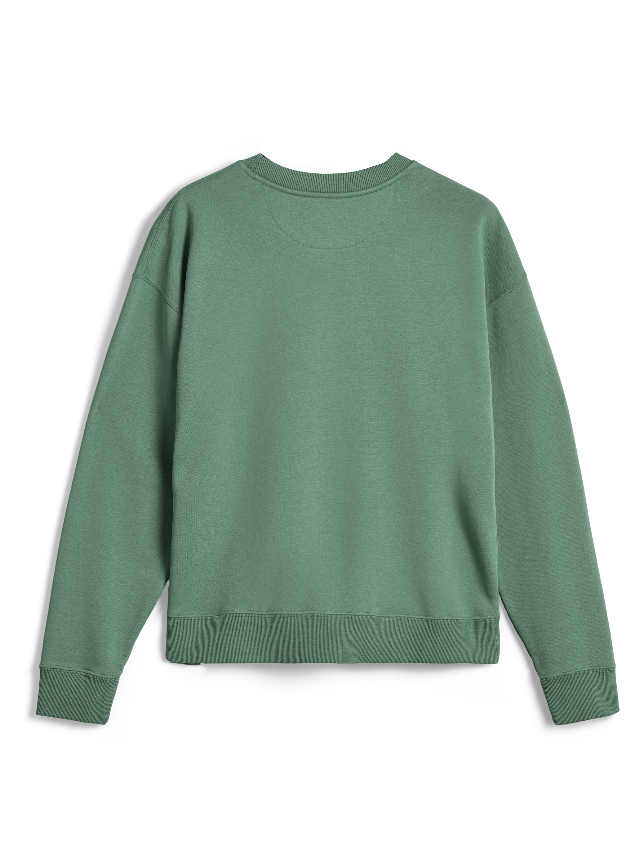 Alpinestars Essentials Ageless Crew, sweatshirt premium de gola redonda, Verde Cacto, vista traseira exibindo gola, punhos e bainha canelados, cor sólida, vestuário desportivo casual