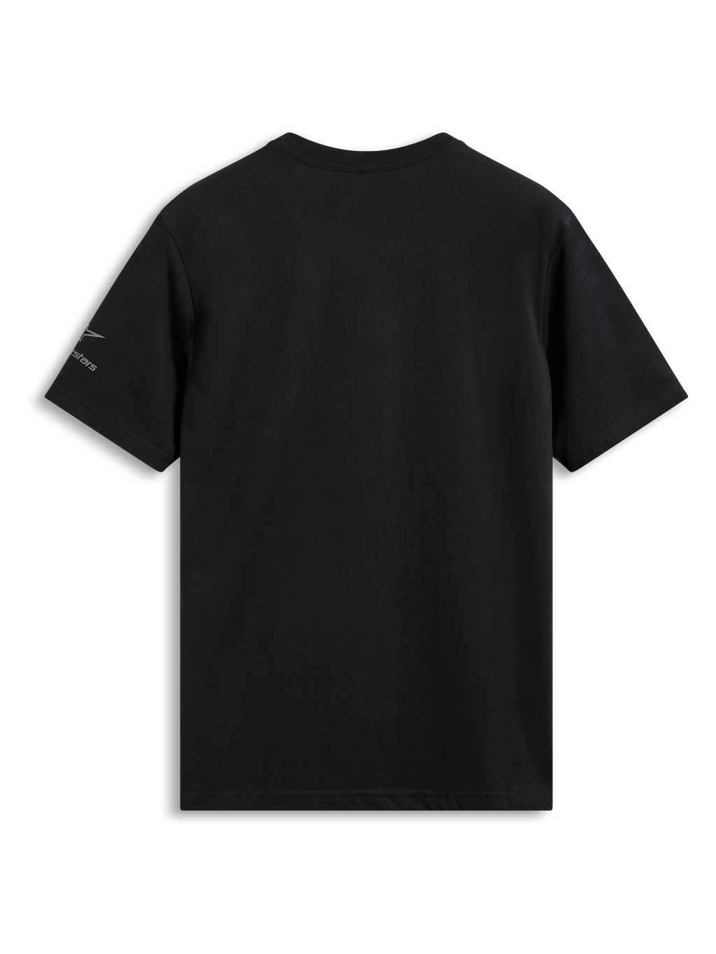 Alpinestars Global CSF Tee, T-shirt de manga curta, preta, vista traseira com um pequeno logótipo na manga esquerda, vestuário casual de estilo motorsport