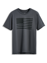 Alpinestars Waving CSF Tee, Short Sleeve T-Shirt, Charcoal Gray, Black waving flag graphic on front, casual motorsport streetwear