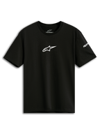Alpinestars Frontal CSF Tee, t-shirt de manga curta, preta, logótipo Astars branco no peito, vestuário desportivo casual de performance
