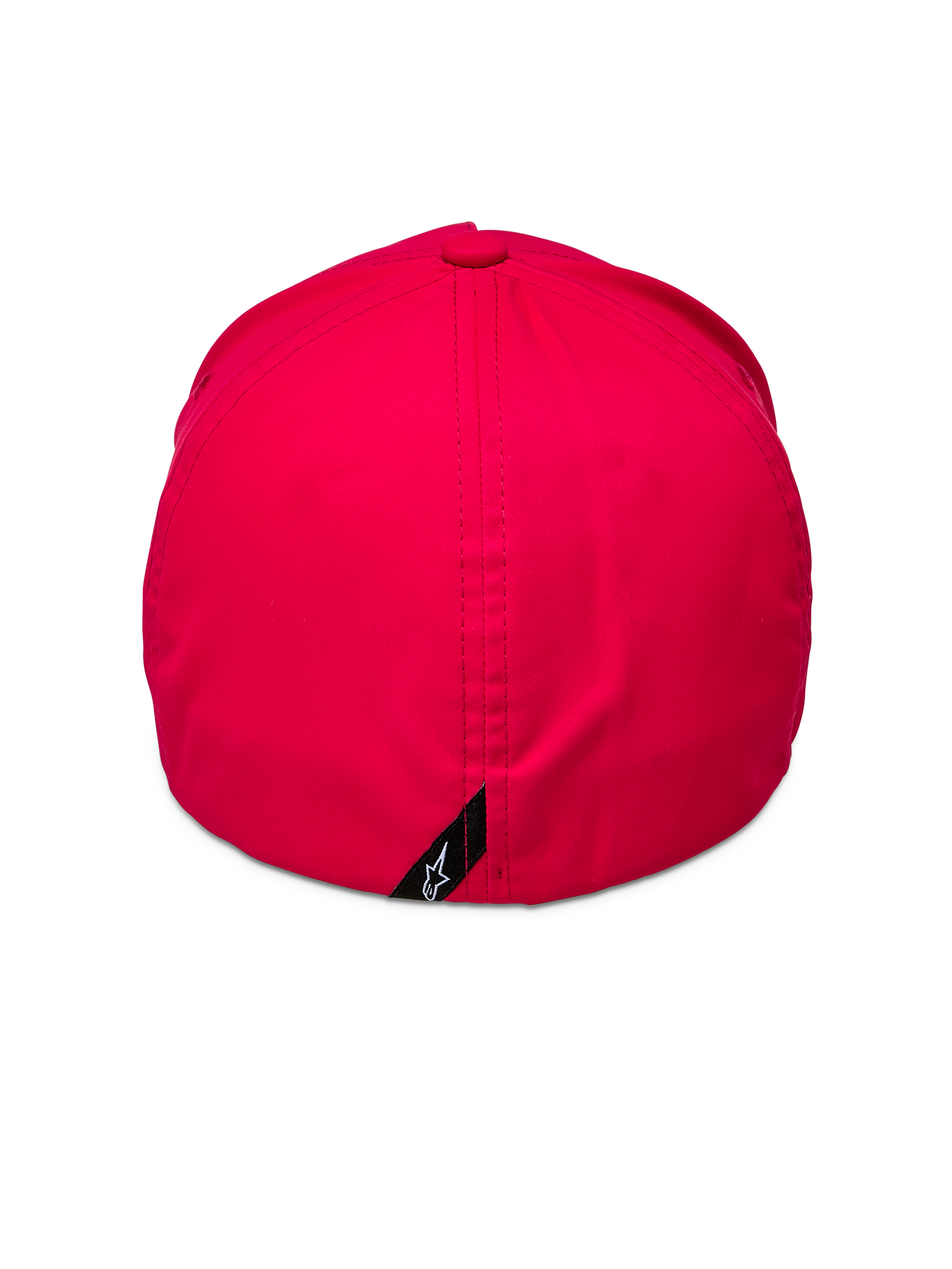Chapéu Alpinestars Ageless Reflex Waterproof, vermelho, vista traseira com design flex fit fechado, costura vertical, pequena etiqueta preta com logótipo Astars branco, tecido impermeável de performance