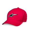 Alpinestars Ageless Reflex Waterproof Hat, boné de basebol vermelho, aba curva, logótipo Astars refletor prateado e preto, tecido técnico impermeável, acessório desportivo casual