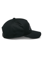 Boné Alpinestars Ageless Snapback, Preto Charcoal, vista de perfil lateral, coroa estruturada com pala curva, fecho snapback ajustável, acessório casual inspirado no desporto motorizado