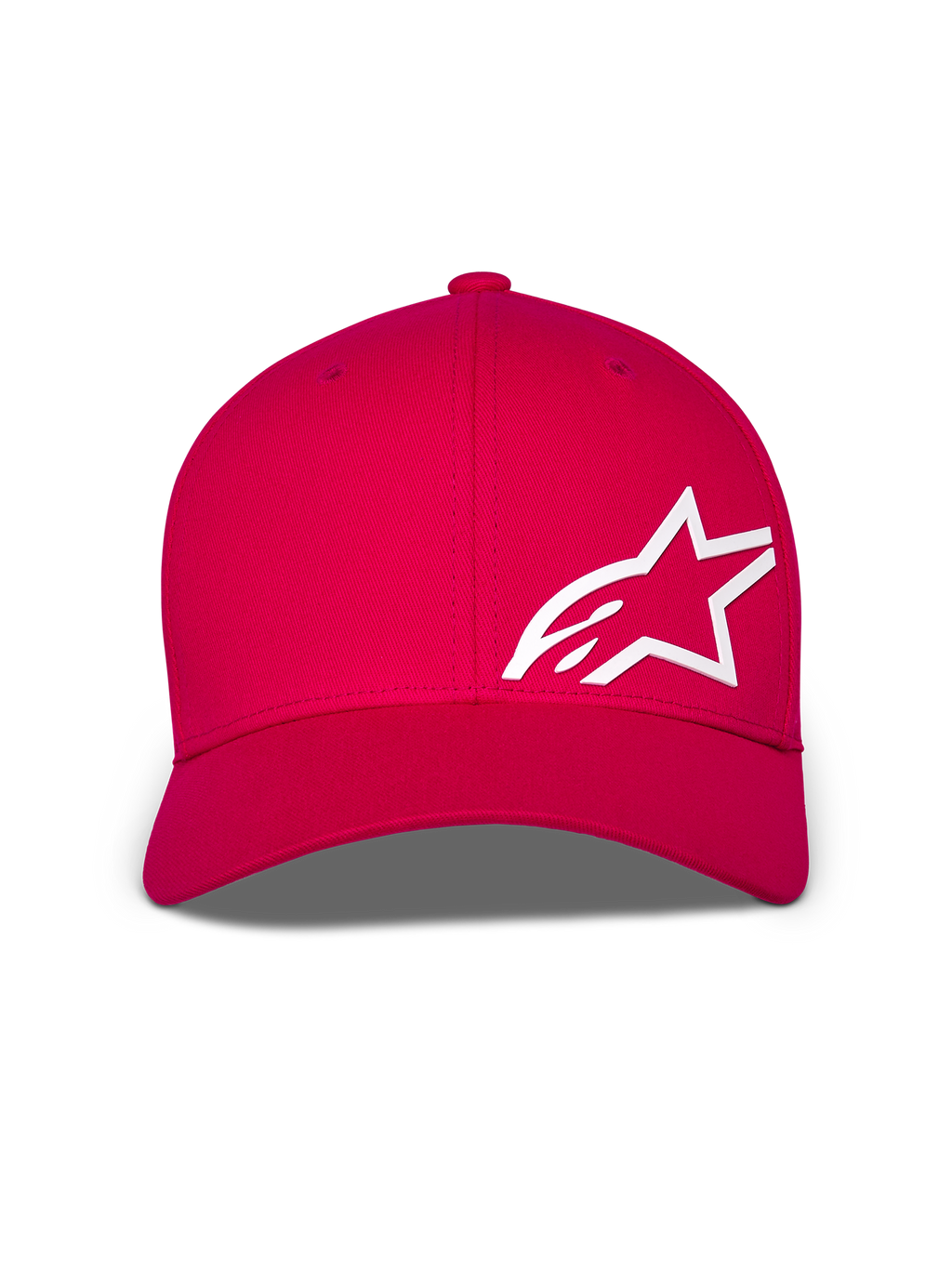 Boné Alpinestars Corp Shift Multi, boné de basebol vermelho, com um logótipo Astars grande em 3D branco na parte frontal, pala curva e coroa estruturada, acessório casual de motorsport