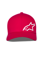 Boné Alpinestars Corp Shift Multi, boné de basebol vermelho, com um logótipo Astars grande em 3D branco na parte frontal, pala curva e coroa estruturada, acessório casual de motorsport