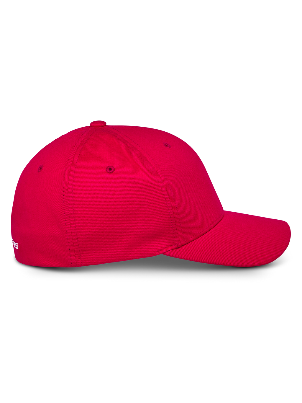 Boné Alpinestars Corp Shift Multi, vermelho, boné de basebol, vista de perfil lateral com aba curva e coroa estruturada, tecido de sarja elástica, acessório de cabeça casual de motorsport