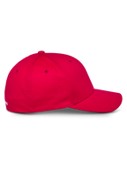 Boné Alpinestars Corp Shift Multi, vermelho, boné de basebol, vista de perfil lateral com aba curva e coroa estruturada, tecido de sarja elástica, acessório de cabeça casual de motorsport