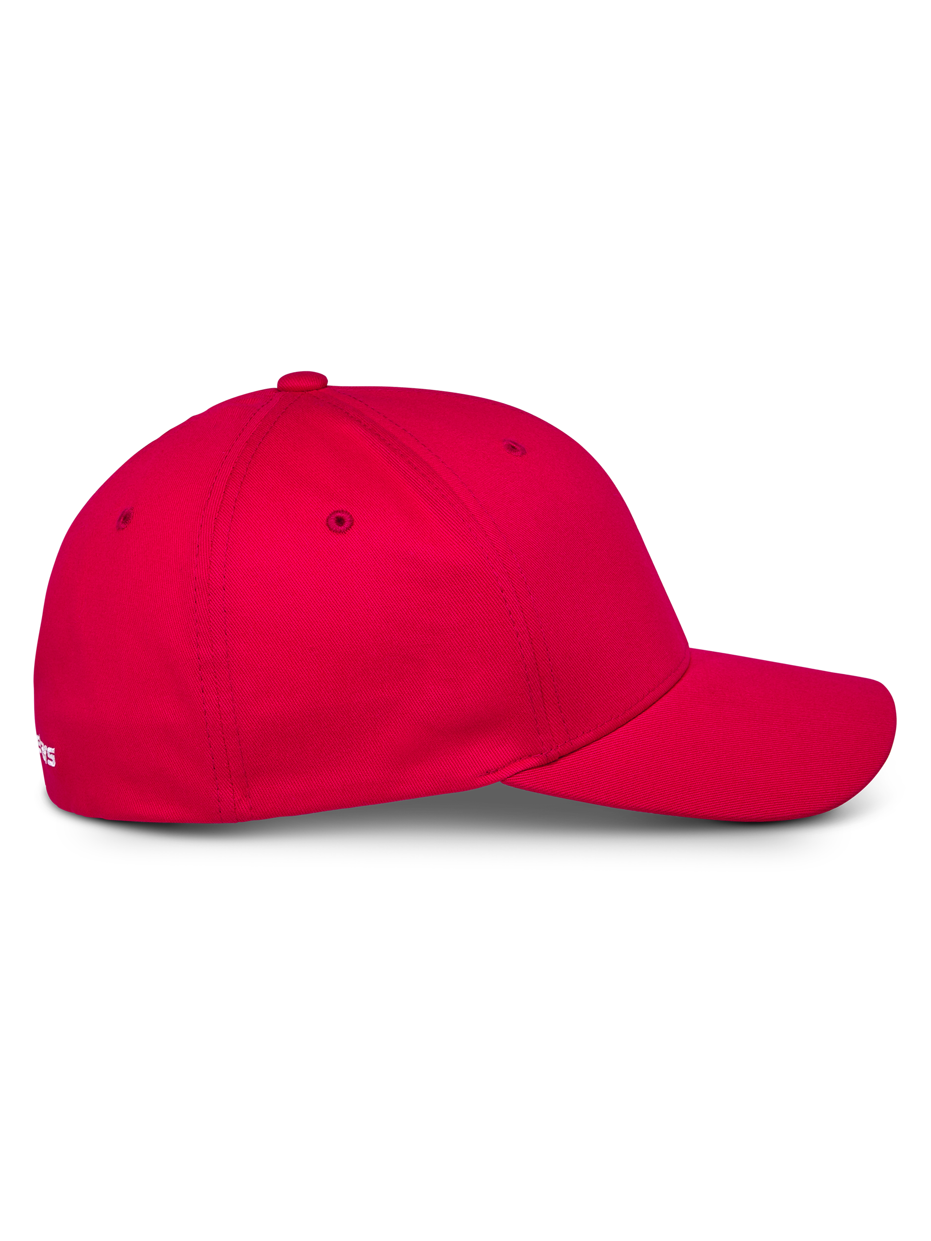 Boné Alpinestars Corp Shift Multi, vermelho, boné de basebol, vista de perfil lateral com aba curva e coroa estruturada, tecido de sarja elástica, acessório de cabeça casual de motorsport