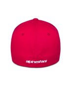 Alpinestars Corp Shift Multi Hat, boné vermelho, vista traseira com logótipo bordado a branco, design flex-back, vestuário desportivo casual inspirado no desporto motorizado