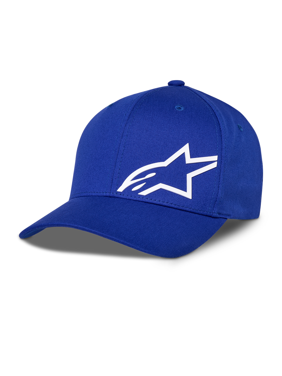 Boné Alpinestars Corp Shift Multi, boné de basebol azul com logótipo de estrela 3D branco, coroa estruturada, aba curva, acessório casual de desportos motorizados