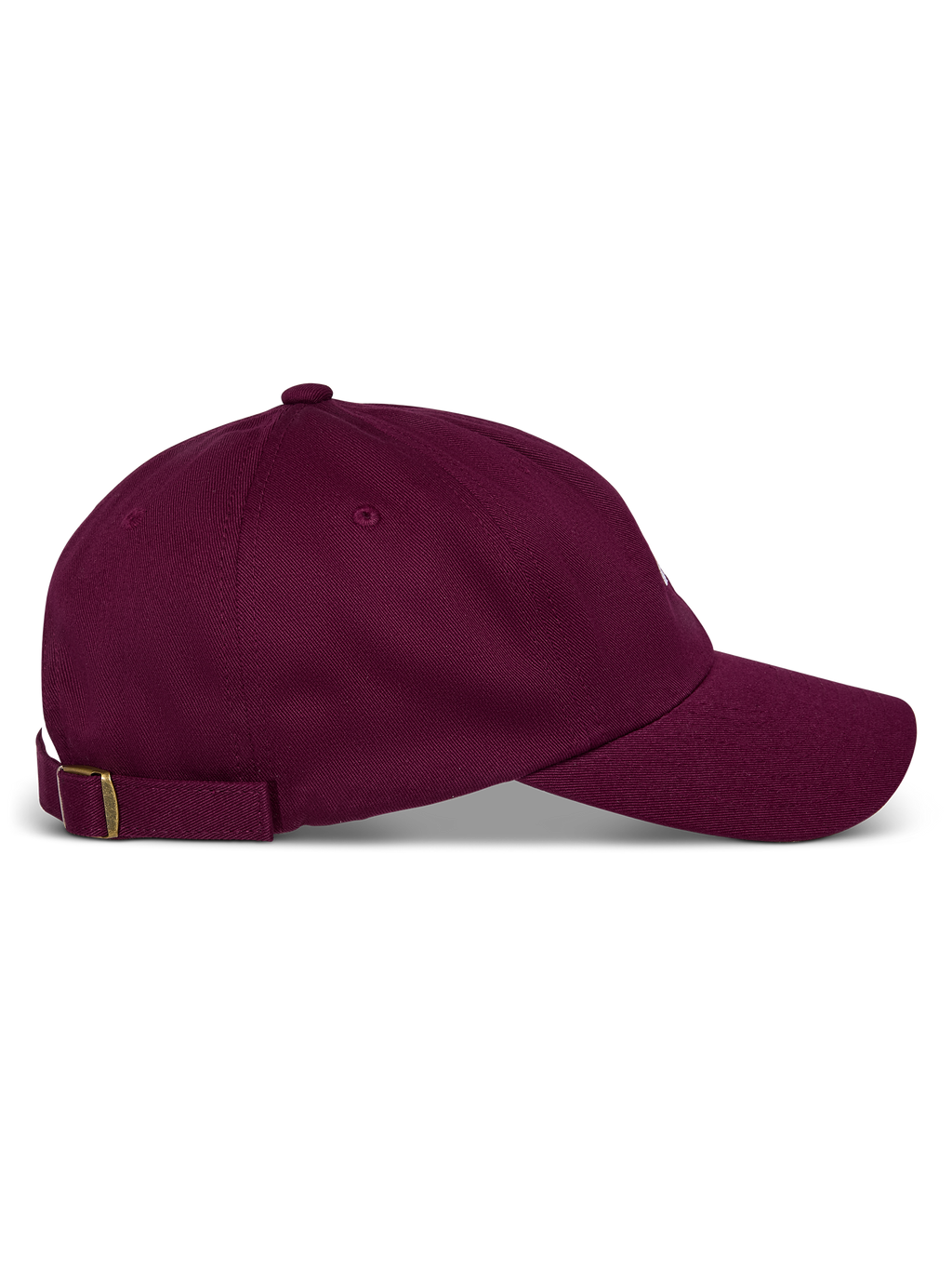 Boné Alpinestars Deduce Strapback, cor de vinho, vista lateral, pala curva com coroa baixa não estruturada, fecho de tira ajustável com fivela metálica, sarja de algodão casual