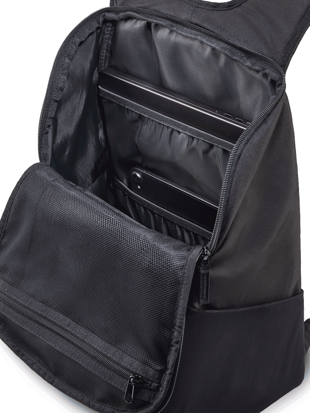 Alpinestars Defcon V3 Backpack, mochila pequena para o dia a dia, preta e branca, poliéster 600D durável, com bolso frontal com fecho de correr, bolsos de malha para garrafa de água e logótipo Alpinestars impresso