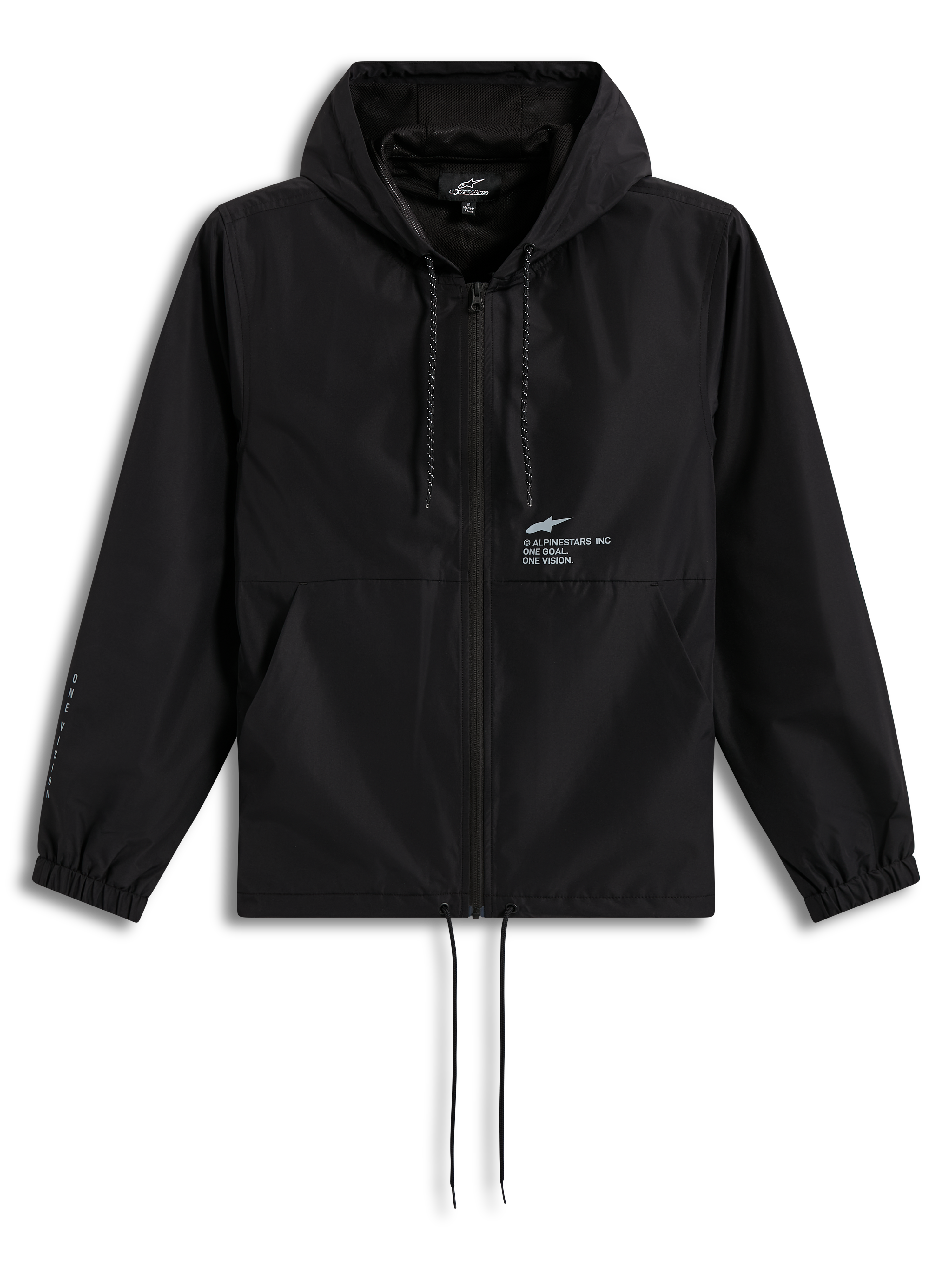 Alpinestars Speeder Resolve, casaco corta-vento preto leve com capuz, fecho frontal e logótipo no peito, casual sportswear