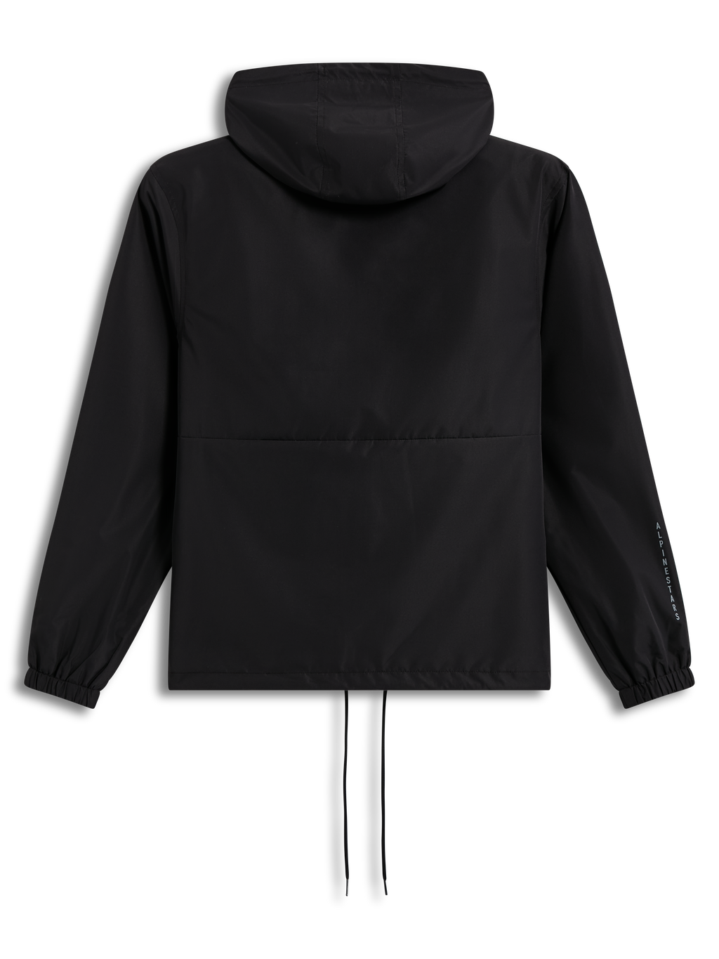 Alpinestars Speeder Resolve Windbreaker Casaco, corta-vento preto com capuz, vista traseira e logótipo na manga.
