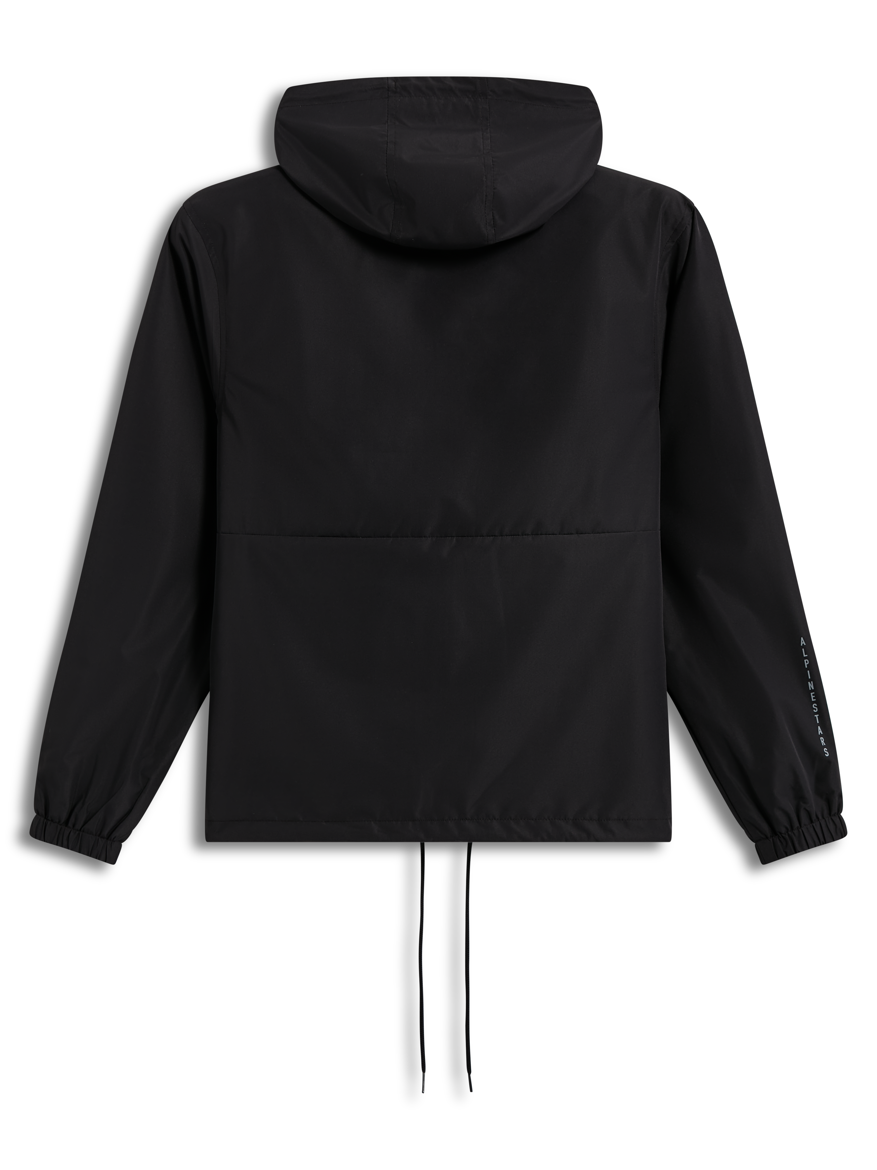 Alpinestars Speeder Resolve Windbreaker Casaco, corta-vento preto com capuz, vista traseira e logótipo na manga.