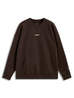 Alpinestars Guise Oversized Crew, camisola de fleece castanha com corte largo, bolso canguru e logótipo Astars bordado.