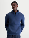 Alpinestars Sweatshirt Apera Half-Zip, pullover de sportswear para homem, azul, construção em fleece tri-blend com meio fecho frontal e bolso canguru, logótipo tonal Alpinestars.