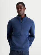 Alpinestars Sweatshirt Apera Half-Zip, pullover de sportswear para homem, azul, construção em fleece tri-blend com meio fecho frontal e bolso canguru, logótipo tonal Alpinestars.