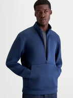 Alpinestars Sweatshirt Apera Half-Zip, sweatshirt de sportswear para homem, azul, fecho de meio fecho, bolso canguru com logótipo tonal e capuz forrado em malha, fleece premium.