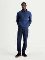 Sweatshirt Apera Half-Zip Alpinestars, pullover de sportswear para homem, azul, com meio fecho frontal, gola alta e bolso canguru, fabricado em fleece tri-blend para um estilo casual inspirado no motorsport.