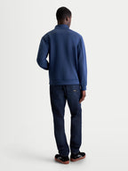 Alpinestars Apera Half-Zip Sweatshirt, sweatshirt de sportswear para homem inspirada no motorsport, azul aço, vista traseira, design depurado com construção em fleece tri-blend.