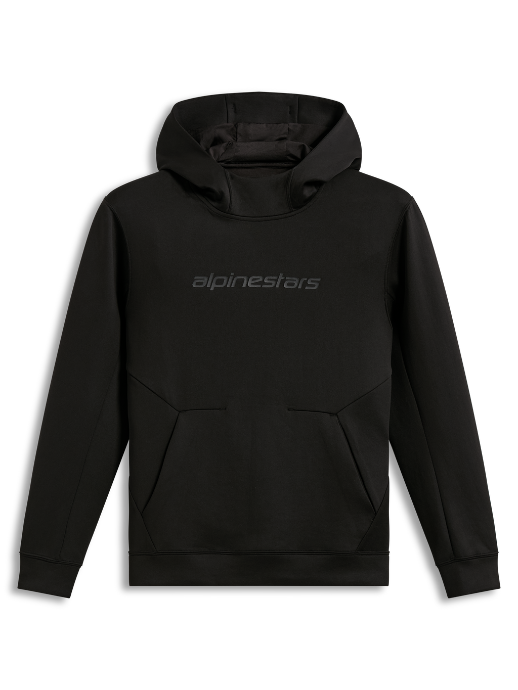 Alpinestars Datrix Hoodie, hoodie de fleece preto para sportswear, com logótipo tonal HD e bolso com detalhe de dardo.