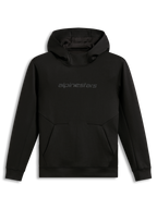 Alpinestars Datrix Hoodie, hoodie de fleece preto para sportswear, com logótipo tonal HD e bolso com detalhe de dardo.