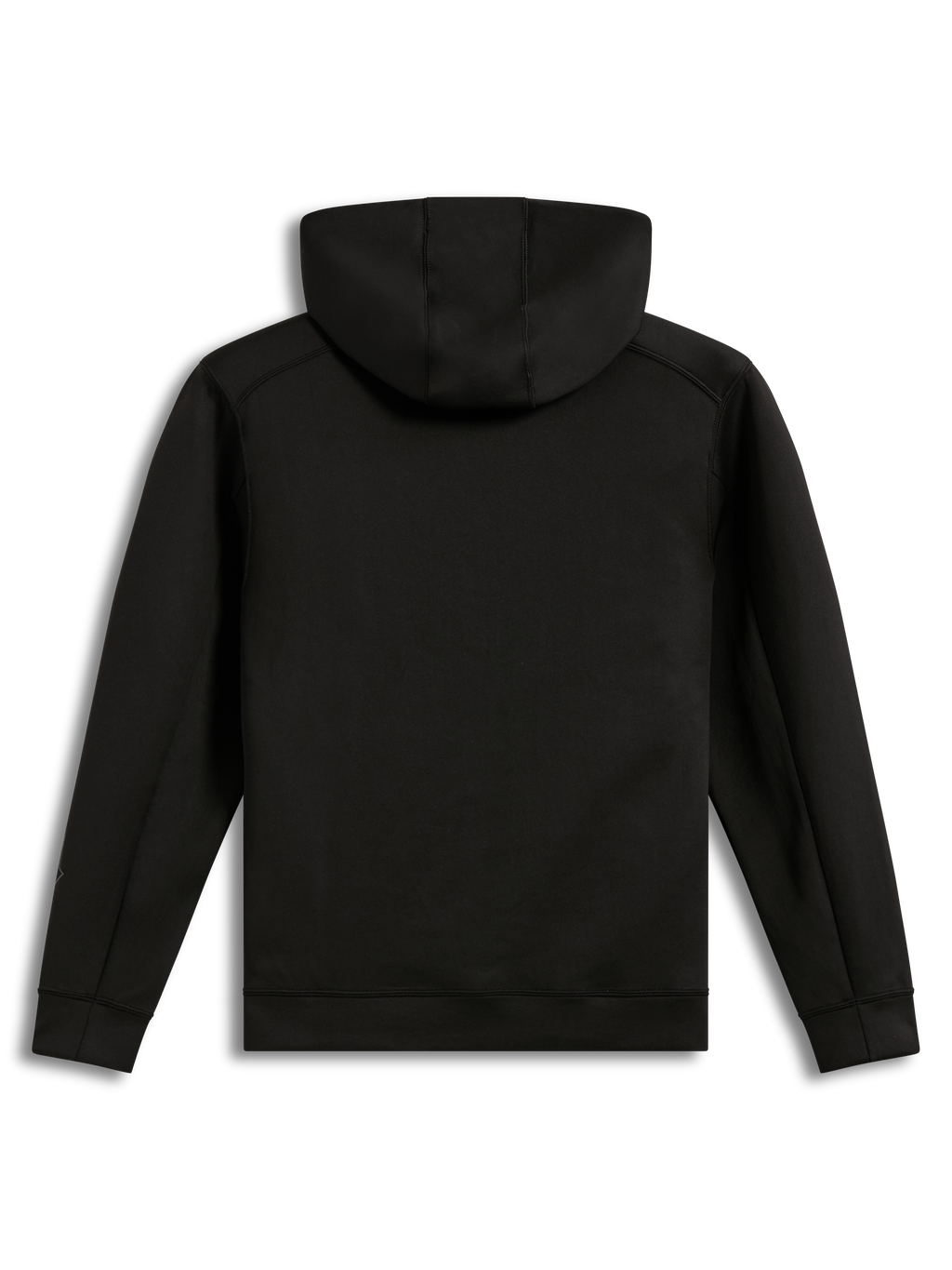 Alpinestars Datrix Hoodie, camisola preta de fleece tri-blend, vista traseira com capuz forrado em malha