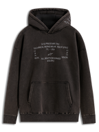 Alpinestars Infinite Washed Oversized Hoodie, casaco com capuz em preto lavado, efeito snow-wash, logótipos bordados brancos no peito e bolso canguru.