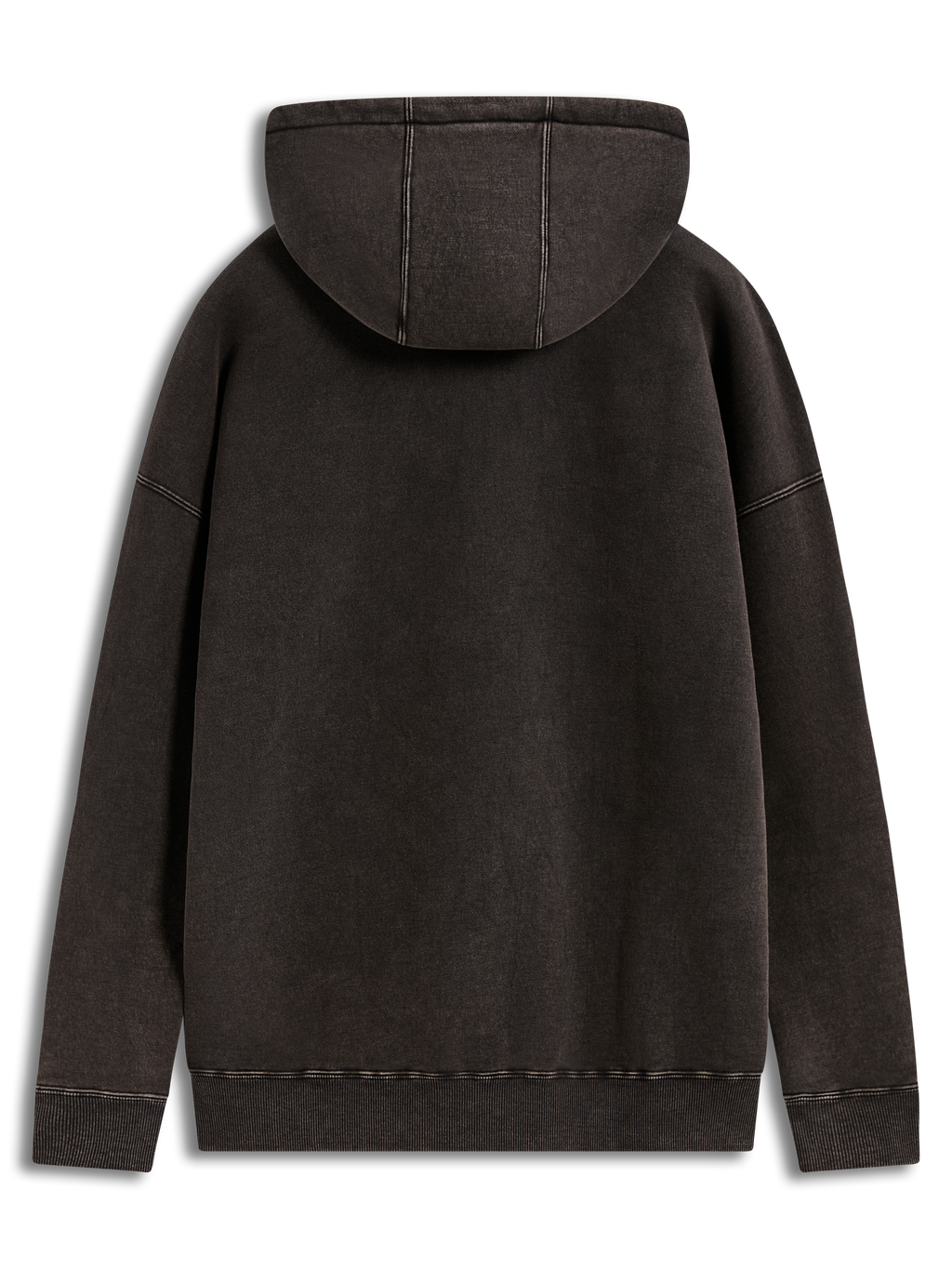 Alpinestars Infinite Washed Oversized Hoodie, hoodie de fleece em preto lavado, vista traseira com bainha canelada.