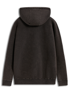 Alpinestars Infinite Washed Oversized Hoodie, hoodie de fleece em preto lavado, vista traseira com bainha canelada.