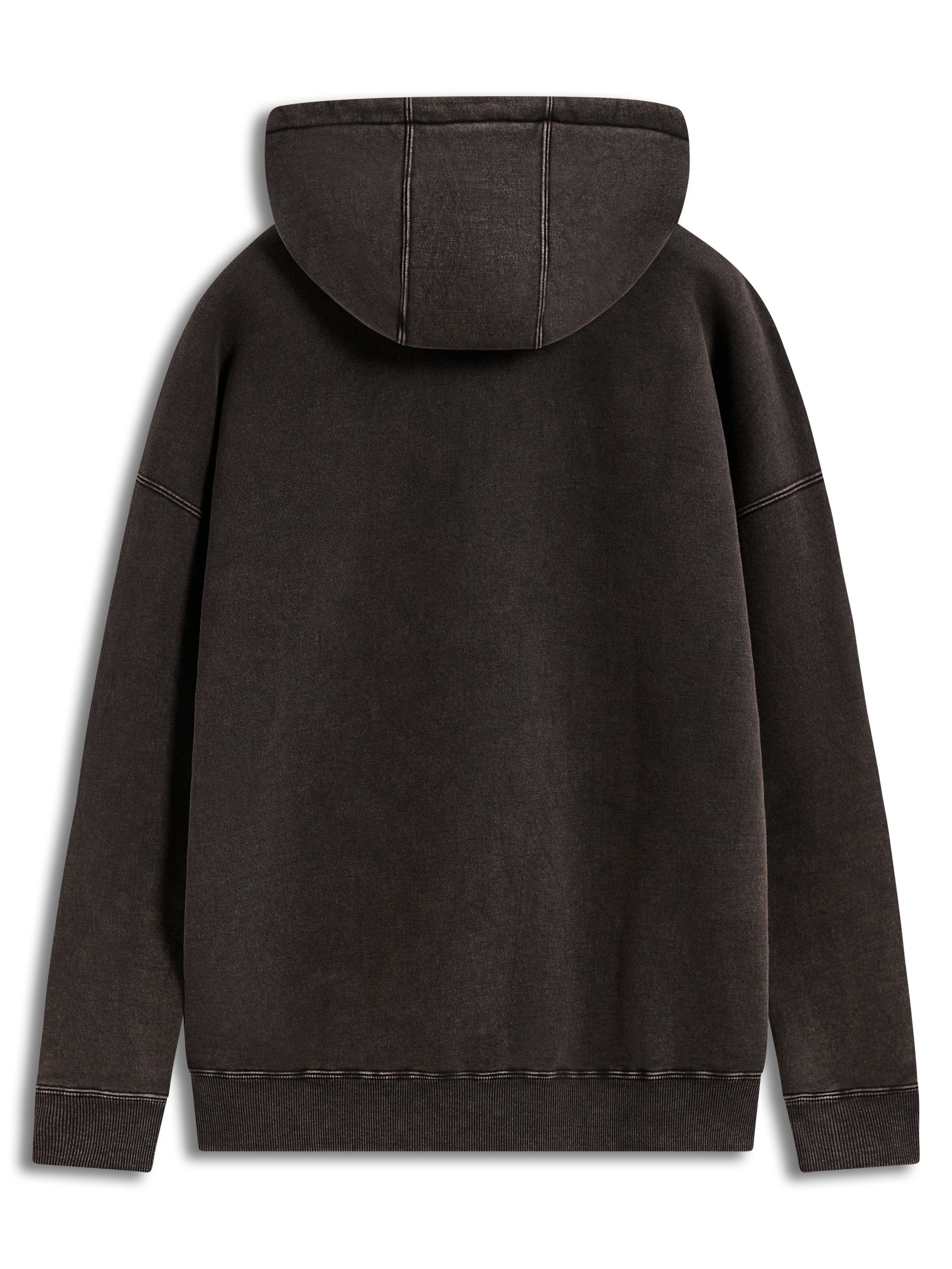 Alpinestars Infinite Washed Oversized Hoodie, hoodie de fleece em preto lavado, vista traseira com bainha canelada.