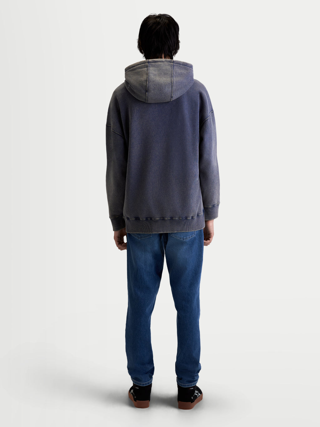 Alpinestars Camisola com capuz Infinite Washed Oversized, camisola casual para homem, azul-marinho lavado, vista traseira com ajuste oversized e textura de fleece snow-wash.