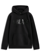 Alpinestars Shaw Oversized Hoodie, hoodie de lã preto com logótipo texturizado e bolso canguru, estilo casual.