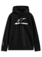 Alpinestars Prelude Oversized Hoodie, hoodie de fleece preto para sportswear com logótipo em relevo branco e bolso canguru.