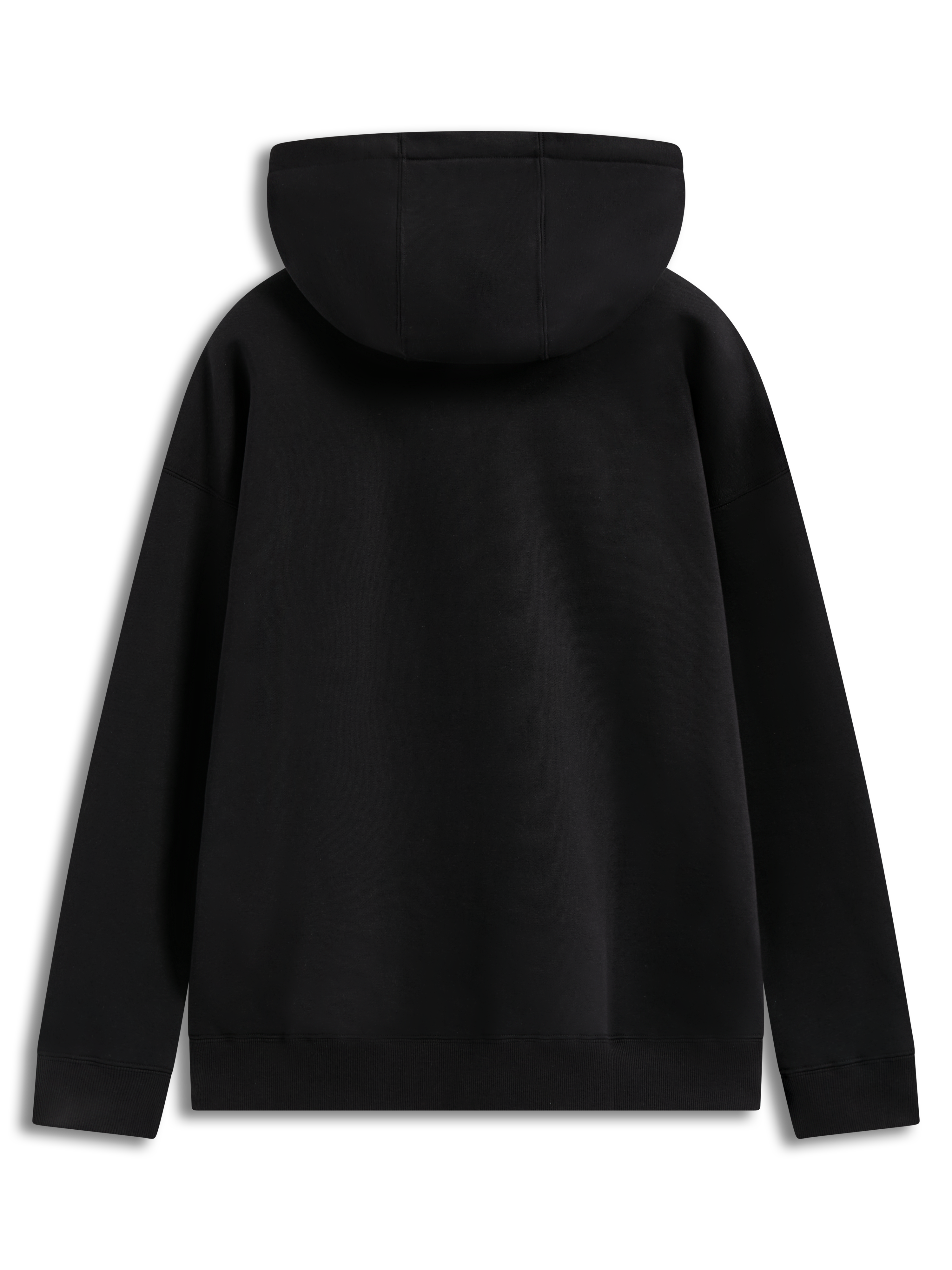 Alpinestars Prelude Oversized Hoodie, hoodie de lã preto, vista traseira com capuz e punhos canelados, sportswear casual