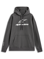 Alpinestars Prelude Oversized Hoodie, hoodie de fleece cinzento, logótipo frontal em relevo branco, bolso canguru, design casual de sportswear