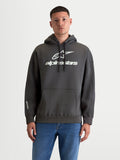 Alpinestars Camisola Com Capuz Prelude Oversized, hoodie de sportswear para homem, cinzenta e branca, ajuste oversized com bolso canguru, logótipos em relevo no peito e manga, fabricada em algodão e poliéster reciclado.