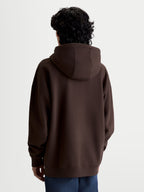 Alpinestars Prelude Oversized Hoodie, Brown Sportswear Fleece Pullover, Back View showing relaxed silhouette, self-lined hood, and ribbed cuffs and hem, premium casual apparel.