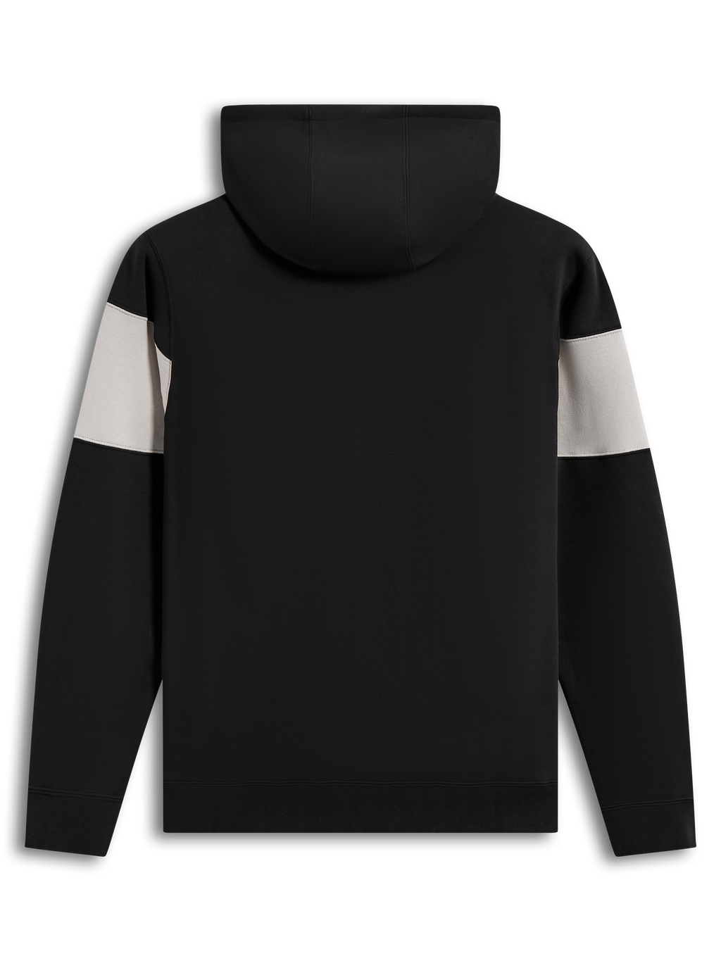 Alpinestars Cubic Hoodie in black and grey, premium color-blocked fleece sportswear shown from the back view.
