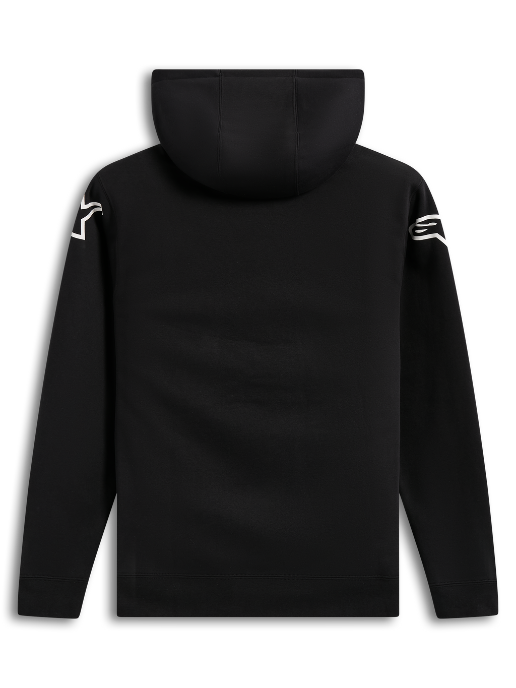 Alpinestars Velocifier Hoodie, sweat com capuz preta casual, vista traseira com logótipos brancos nos ombros.