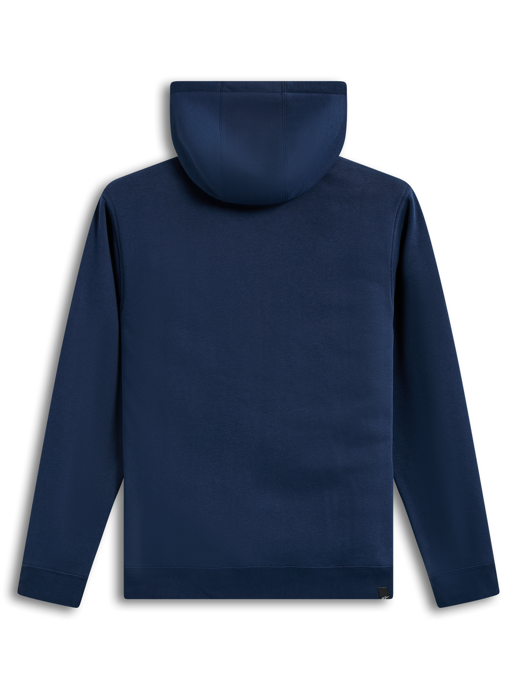 Alpinestars Race Wordmark Hoodie, vista traseira, camisola azul-marinho em fleece com capuz forrado e punhos canelados.