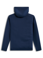 Alpinestars Race Wordmark Hoodie, vista traseira, camisola azul-marinho em fleece com capuz forrado e punhos canelados.
